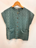 Komma Lambswool Button Vest - Forest