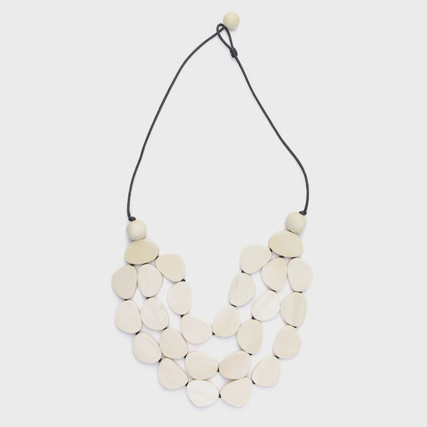 Hello Necklace Triple Strand - White