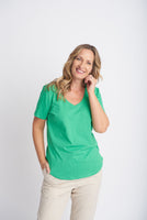 V Neck Cotton Tee - Kelly Green