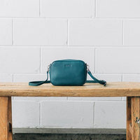 Leather Soft Crossbody Box - Teal