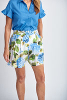 Hydrangea Print Shorts - Blue