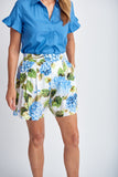 Hydrangea Print Shorts - Blue