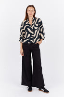 Portofino Cropped Shirt - Black & Cream