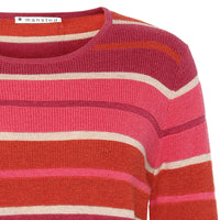 Chloe Stripe Merino/Cotton Crew - Pink