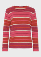 Chloe Stripe Merino/Cotton Crew - Pink