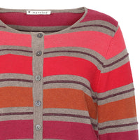 Delia Stripe Eco Cardigan - Rust