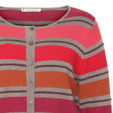 Delia Stripe Eco Cardigan - Rust