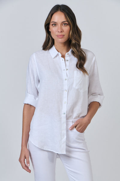 Boyfriend Linen Shirt - White Linen LYS