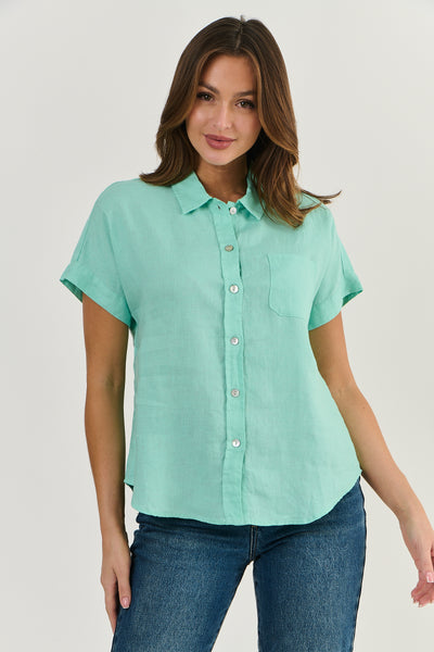 Collared Linen Shirt - Menthe