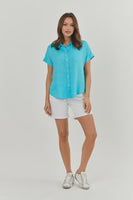 Collared Linen Shirt - Turquoise