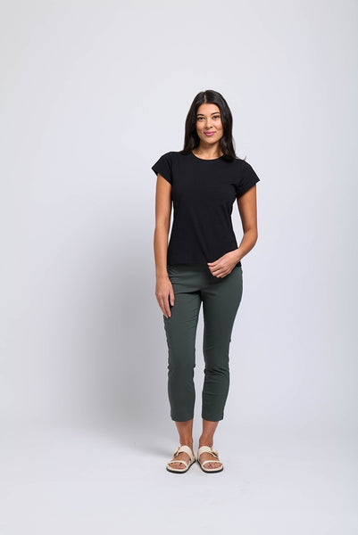 Fuss Free Taper Capri Pants - Viridian