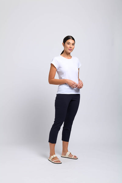 Fuss Free Taper Capri Pants - True Navy