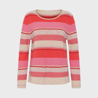 Fabia Stripe Lambswool Crew - Sand