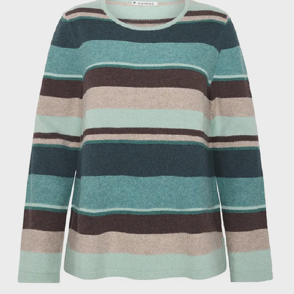 Fabia Stripe Lambswool Crew - Dark Sea