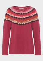 Kira Yoke Lambswool Crew - Dark Pink