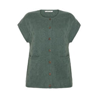 Komma Lambswool Button Vest - Forest