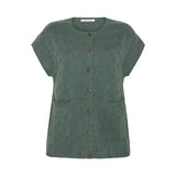 Komma Lambswool Button Vest - Forest