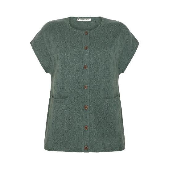 Komma Lambswool Button Vest - Forest