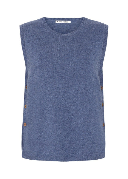 Mitos Lambswool Crew Vest - Blue