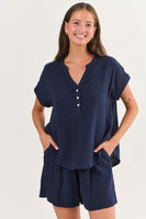 Cap Sleeve Blouse - Mooring