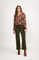 Wide Leg Ankle Grazer Pants - Deep Sage