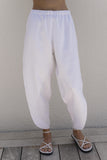 7/8 Tapered Split Detail Pants - White