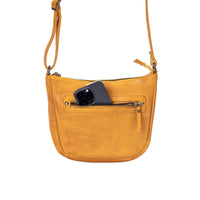 Leather Small Cross Body Bag - Yellow