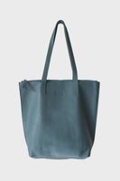 Leather Small Zip Tote - Teal