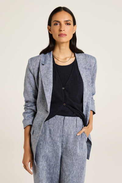 Sophia Linen Blazer - Indigo