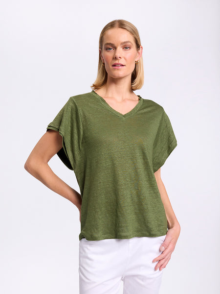 Linen Jersey Tee - Olive