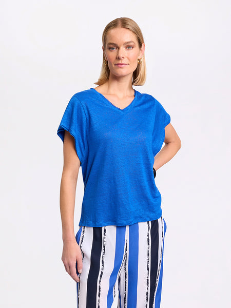 Linen Jersey Tee - Sea Blue