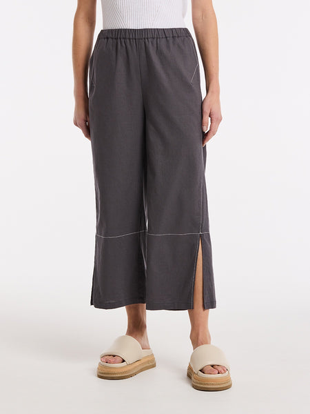 3/4 Split Hem Pants - Charcoal