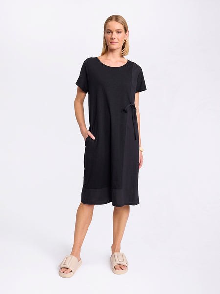 S/S Spliced Dress - Black