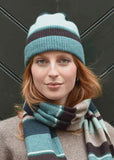 Fay Stripe Lambswool Scarf - Dark Sea